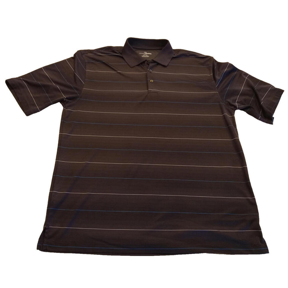 GrandSlam Performance Polo Shirt Gray Striped Men's XLT Short Sleeve Golf